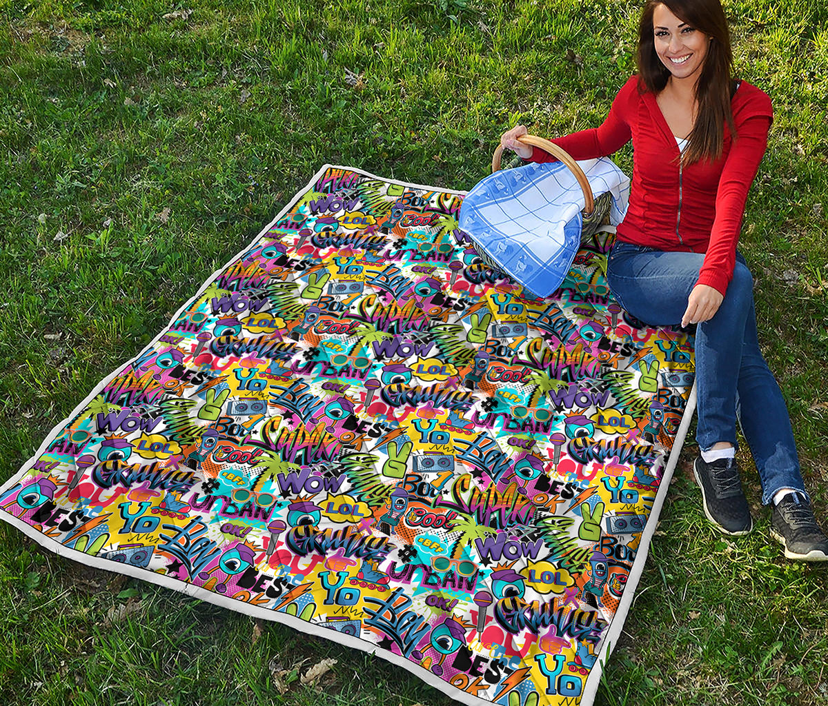 Colorful Graffiti Pattern Print Quilt