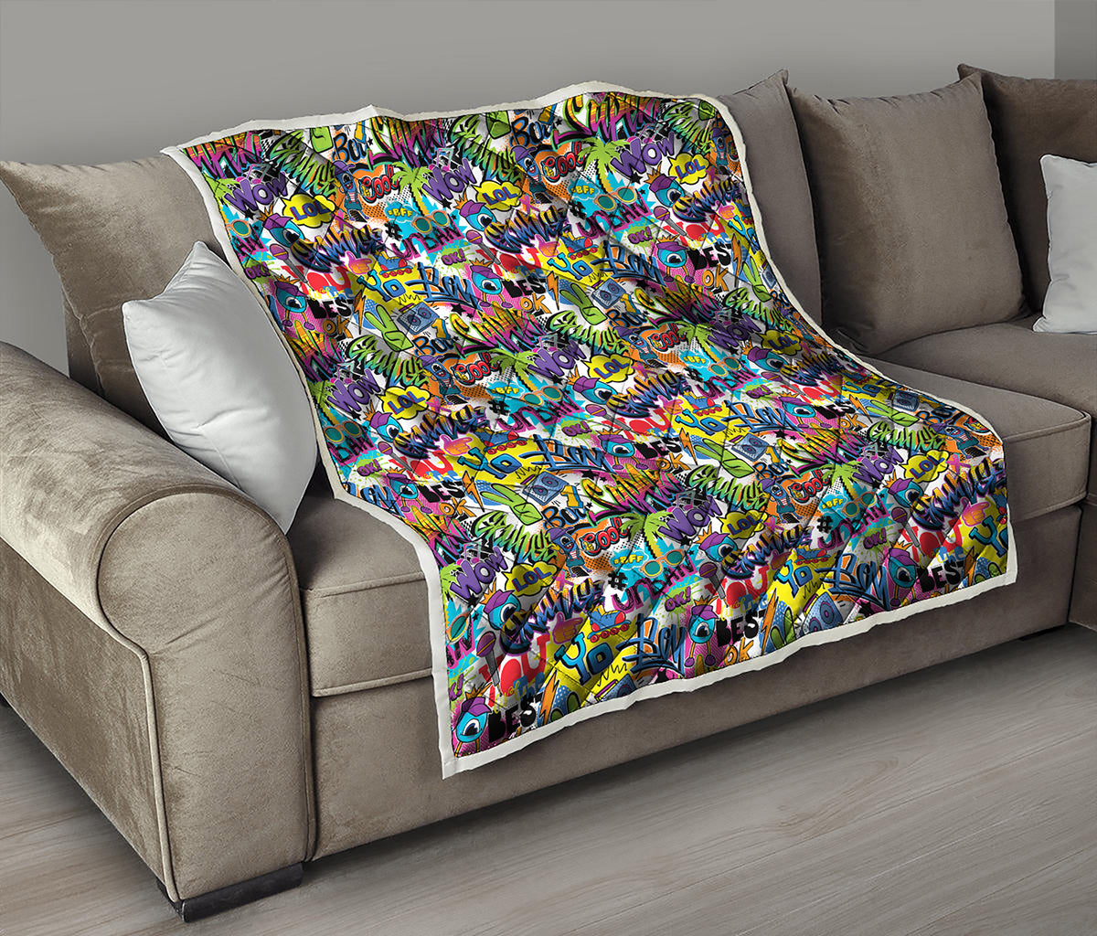 Colorful Graffiti Pattern Print Quilt