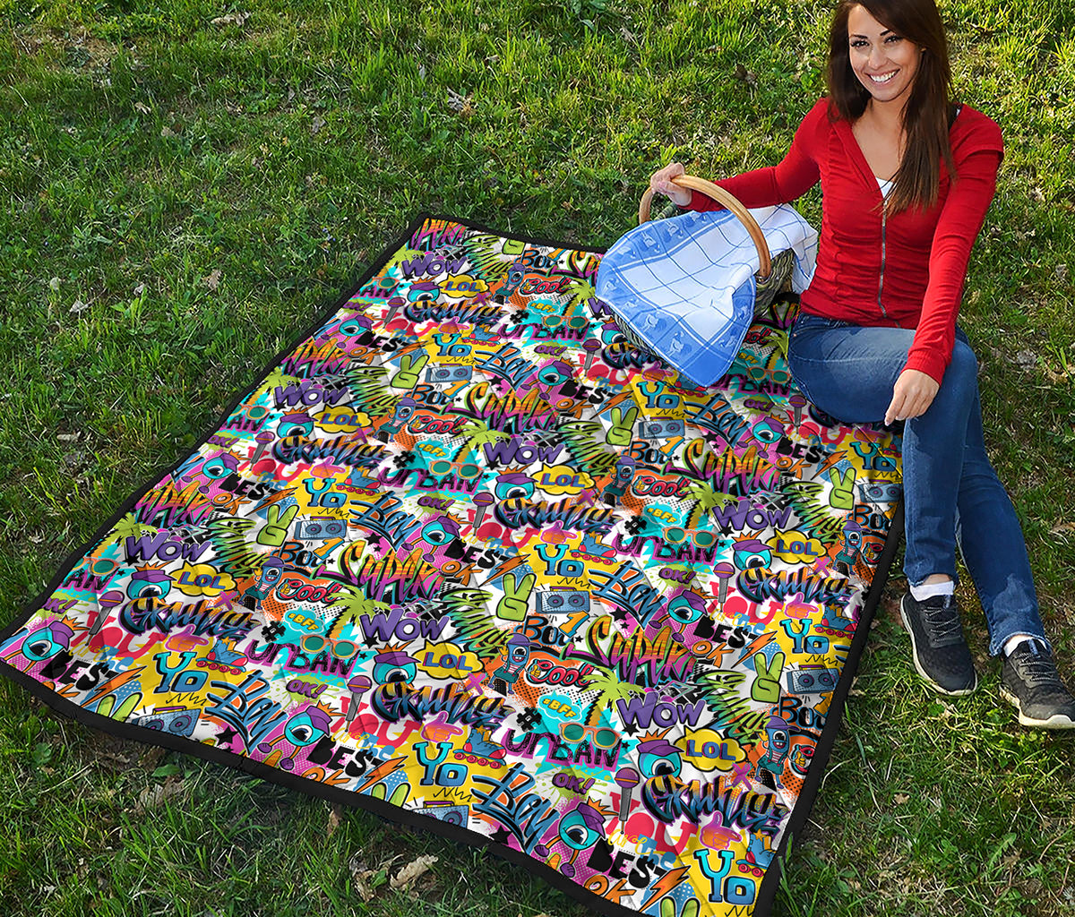 Colorful Graffiti Pattern Print Quilt