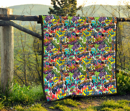 Colorful Graffiti Pattern Print Quilt