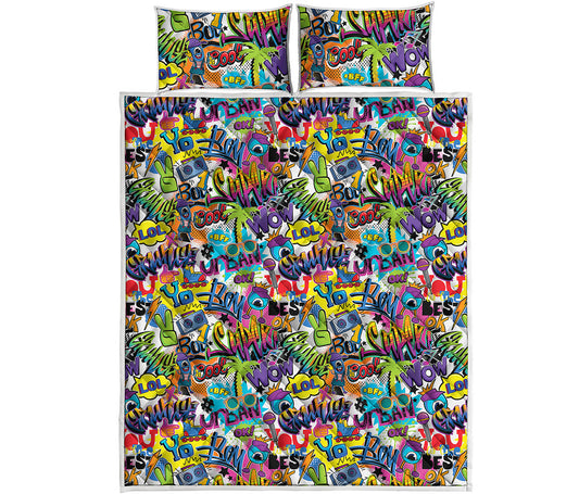 Colorful Graffiti Pattern Print Quilt Bed Set