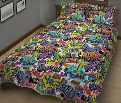 Colorful Graffiti Pattern Print Quilt Bed Set