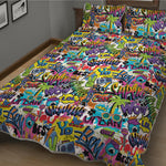 Colorful Graffiti Pattern Print Quilt Bed Set