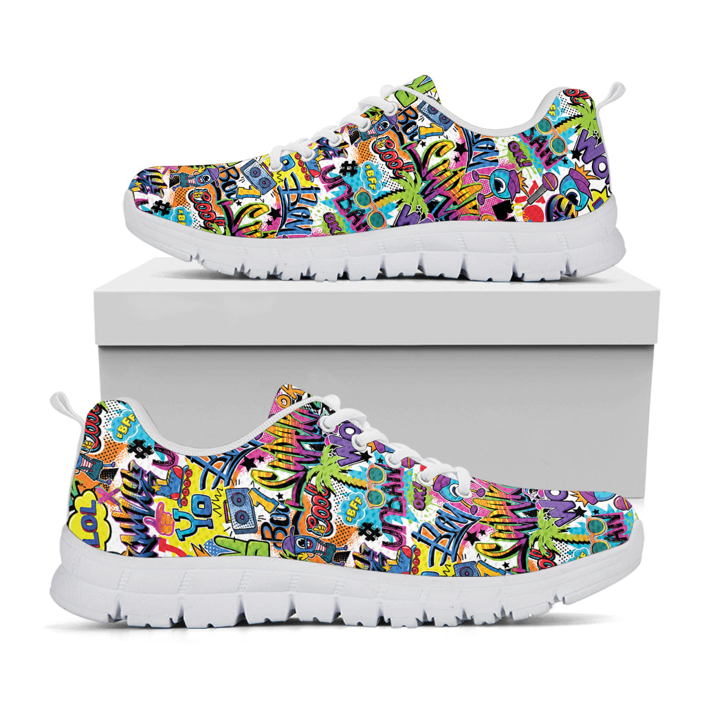 Colorful Graffiti Pattern Print White Sneakers