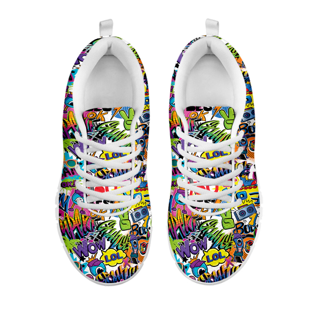 Colorful Graffiti Pattern Print White Sneakers