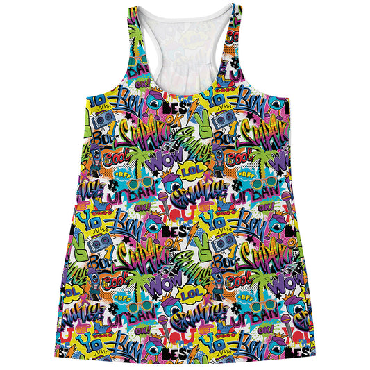 Colorful Graffiti Pattern Print Women's Racerback Tank Top