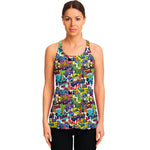 Colorful Graffiti Pattern Print Women's Racerback Tank Top