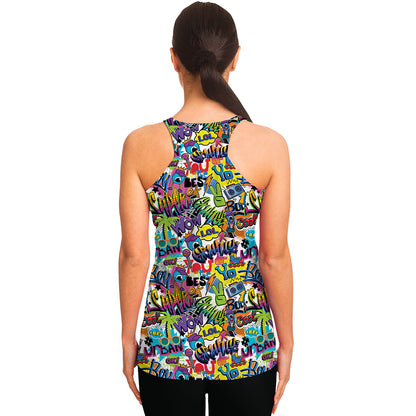 Colorful Graffiti Pattern Print Women's Racerback Tank Top
