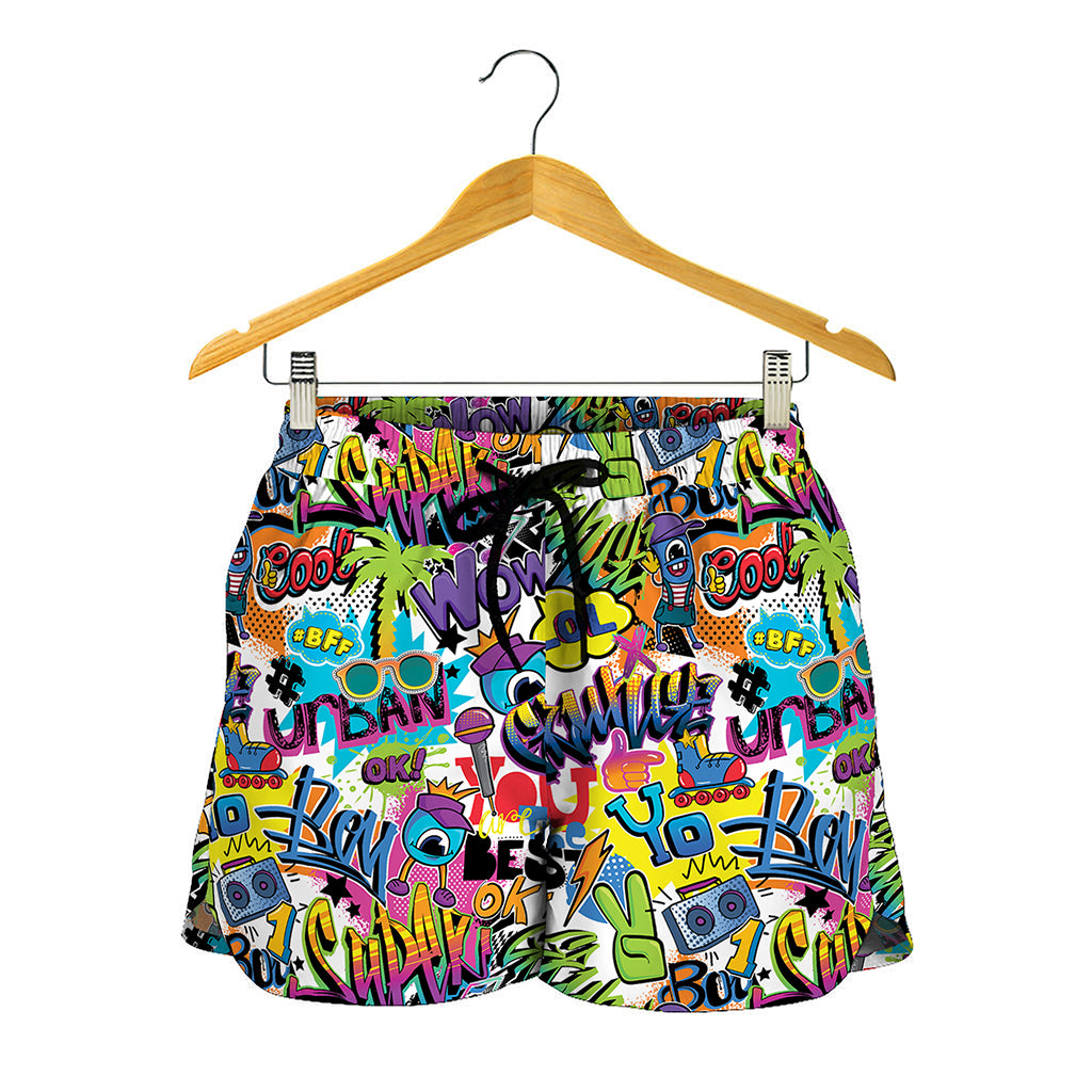 Colorful Graffiti Pattern Print Women's Shorts