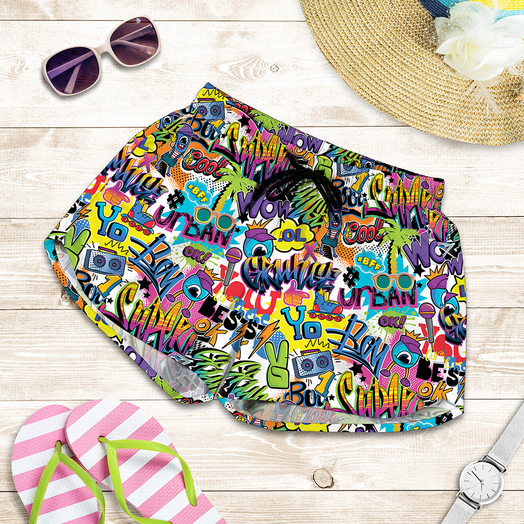 Colorful Graffiti Pattern Print Women's Shorts