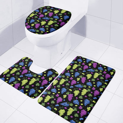 Colorful Grapes Pattern Print 3 Piece Bath Mat Set