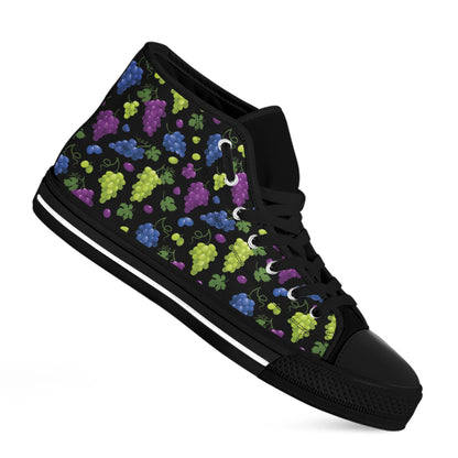Colorful Grapes Pattern Print Black High Top Shoes