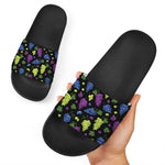 Colorful Grapes Pattern Print Black Slide Sandals
