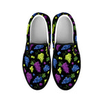 Colorful Grapes Pattern Print Black Slip On Shoes