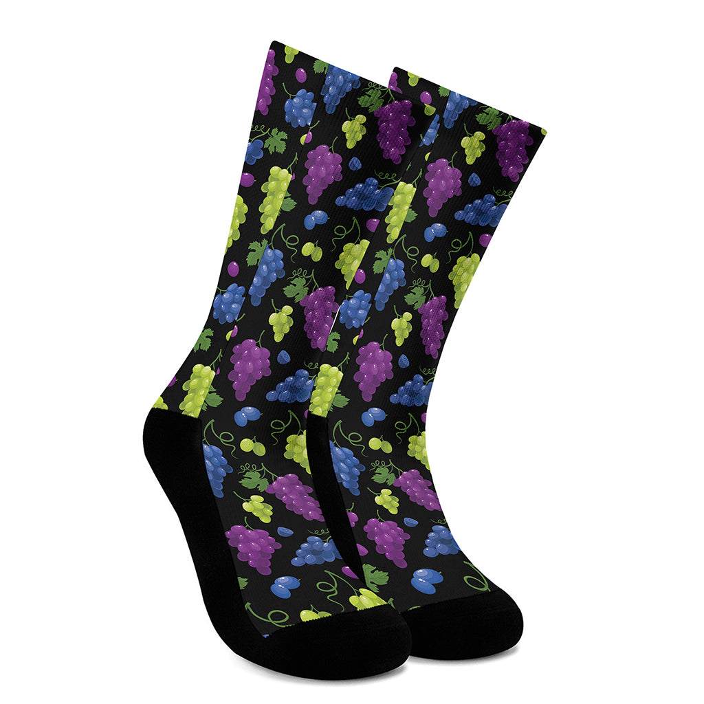 Colorful Grapes Pattern Print Crew Socks