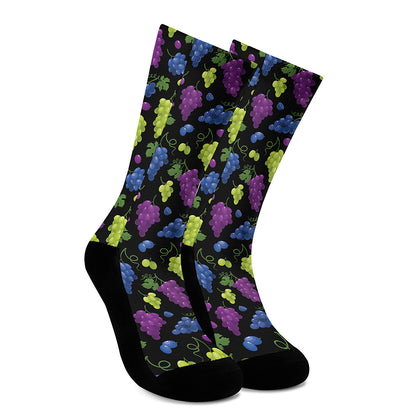 Colorful Grapes Pattern Print Crew Socks