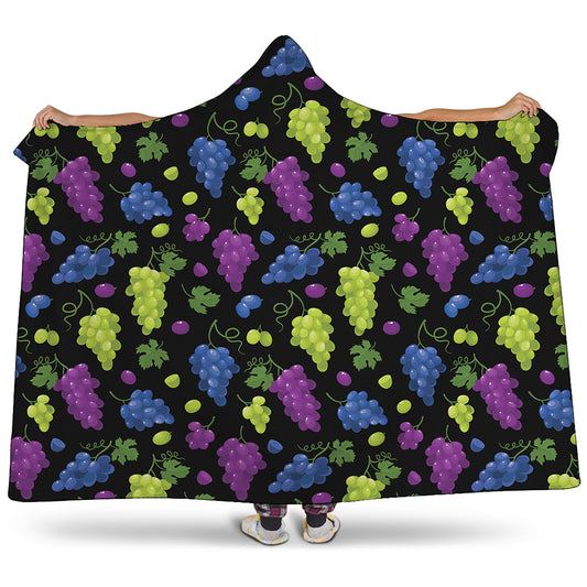 Colorful Grapes Pattern Print Hooded Blanket