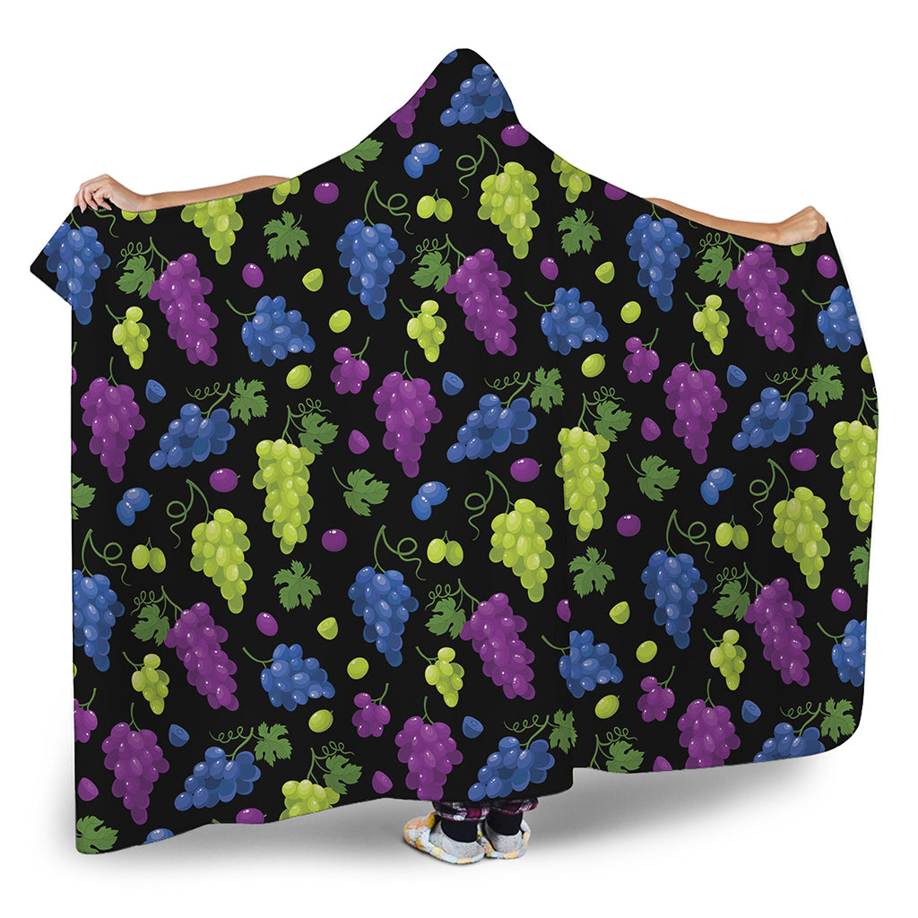 Colorful Grapes Pattern Print Hooded Blanket