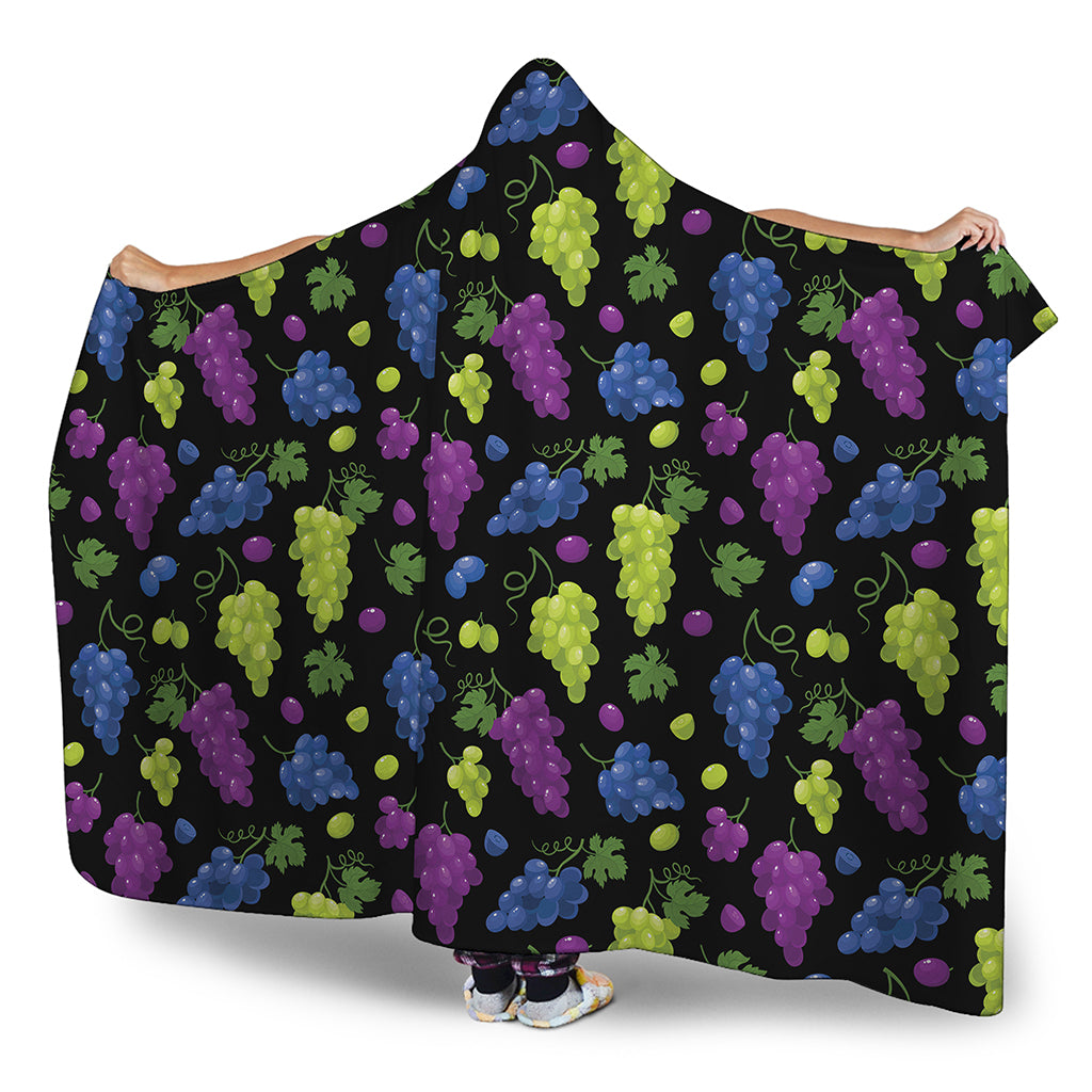 Colorful Grapes Pattern Print Hooded Blanket