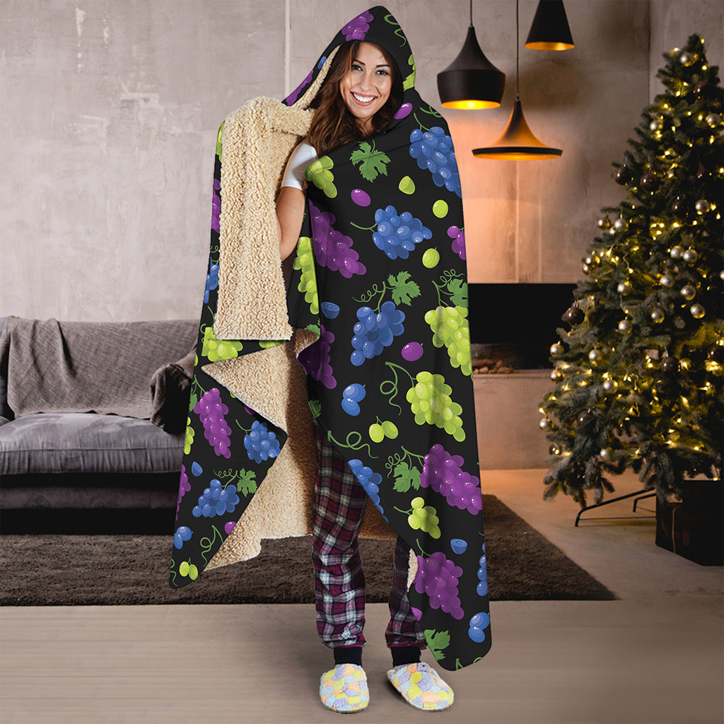 Colorful Grapes Pattern Print Hooded Blanket