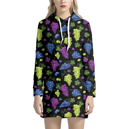 Colorful Grapes Pattern Print Hoodie Dress