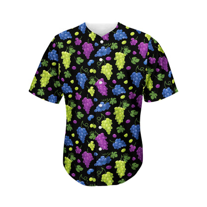 Colorful Grapes Pattern Print Men's Baseball Jersey