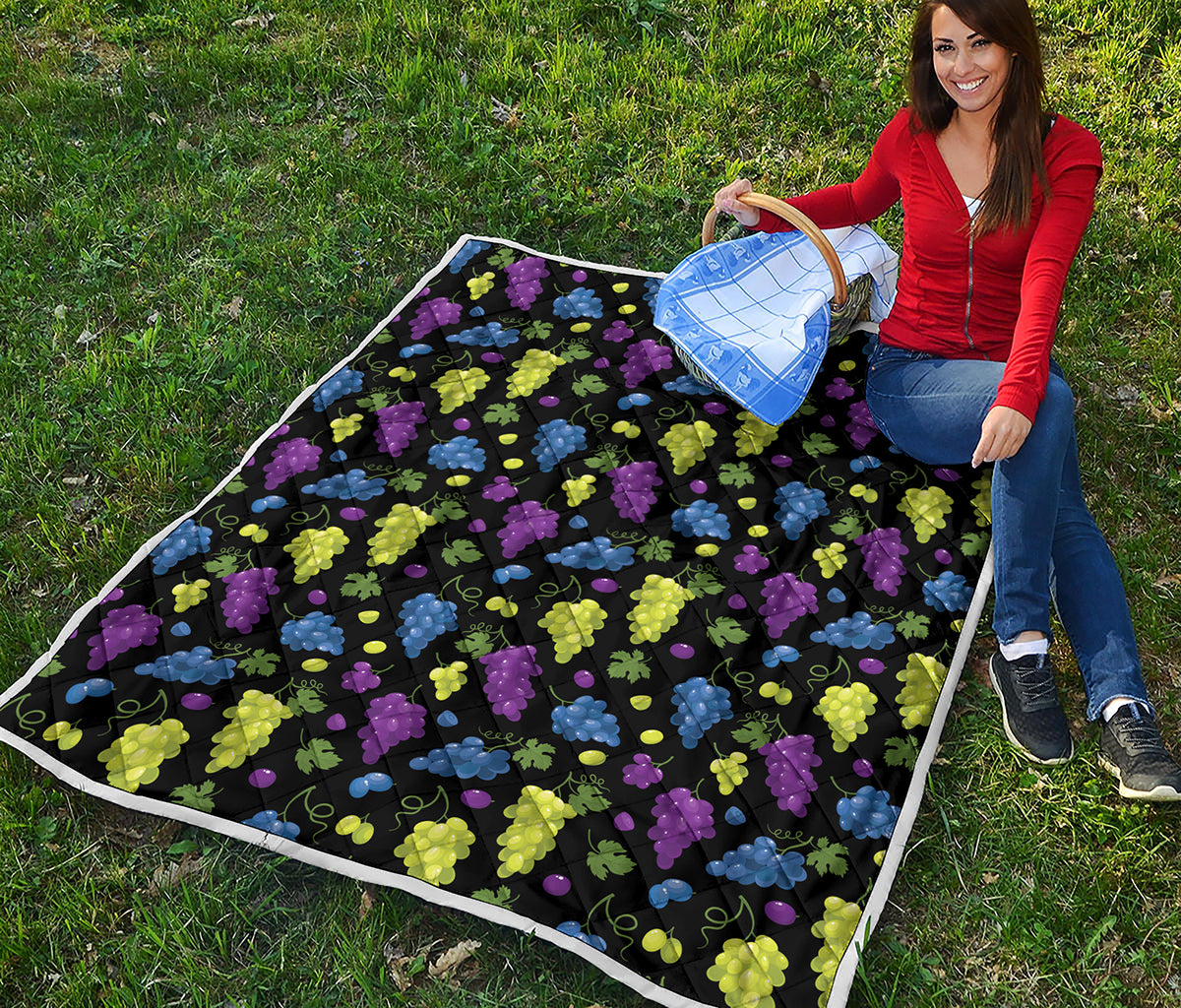 Colorful Grapes Pattern Print Quilt