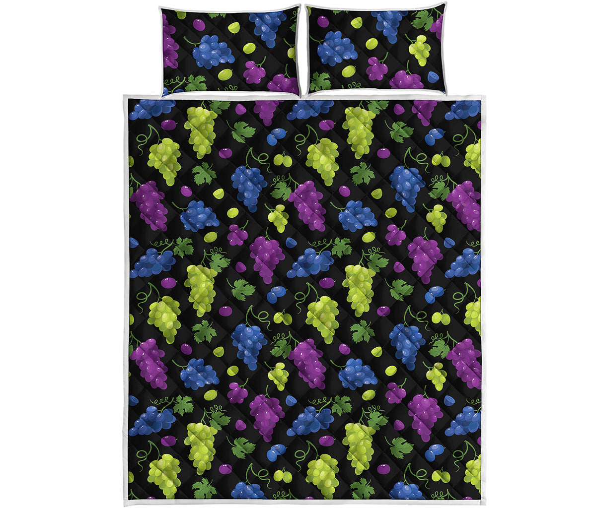 Colorful Grapes Pattern Print Quilt Bed Set
