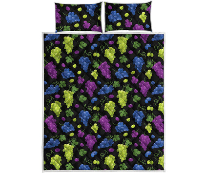 Colorful Grapes Pattern Print Quilt Bed Set