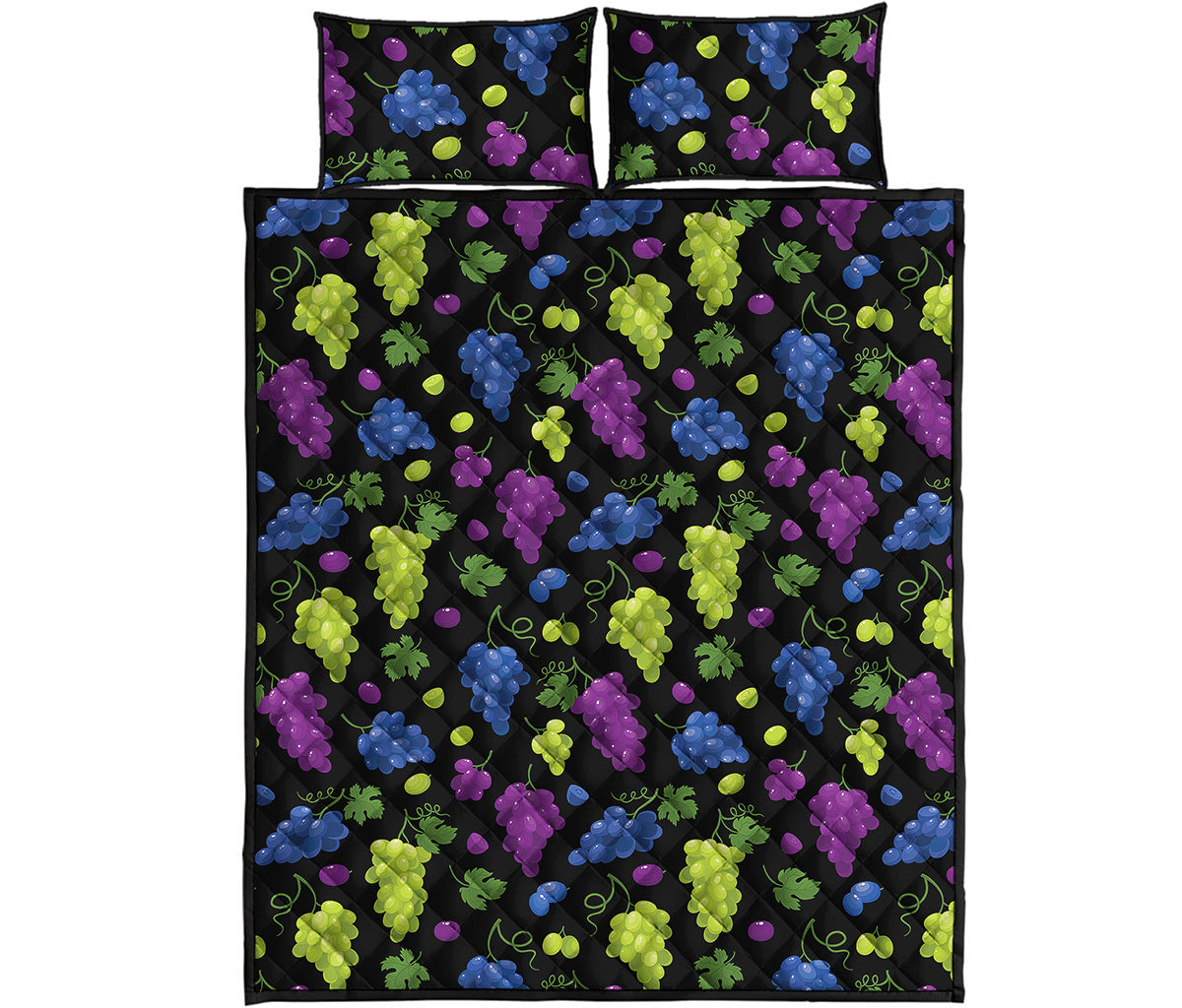 Colorful Grapes Pattern Print Quilt Bed Set