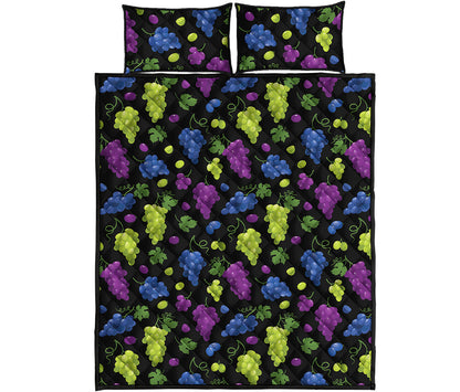 Colorful Grapes Pattern Print Quilt Bed Set