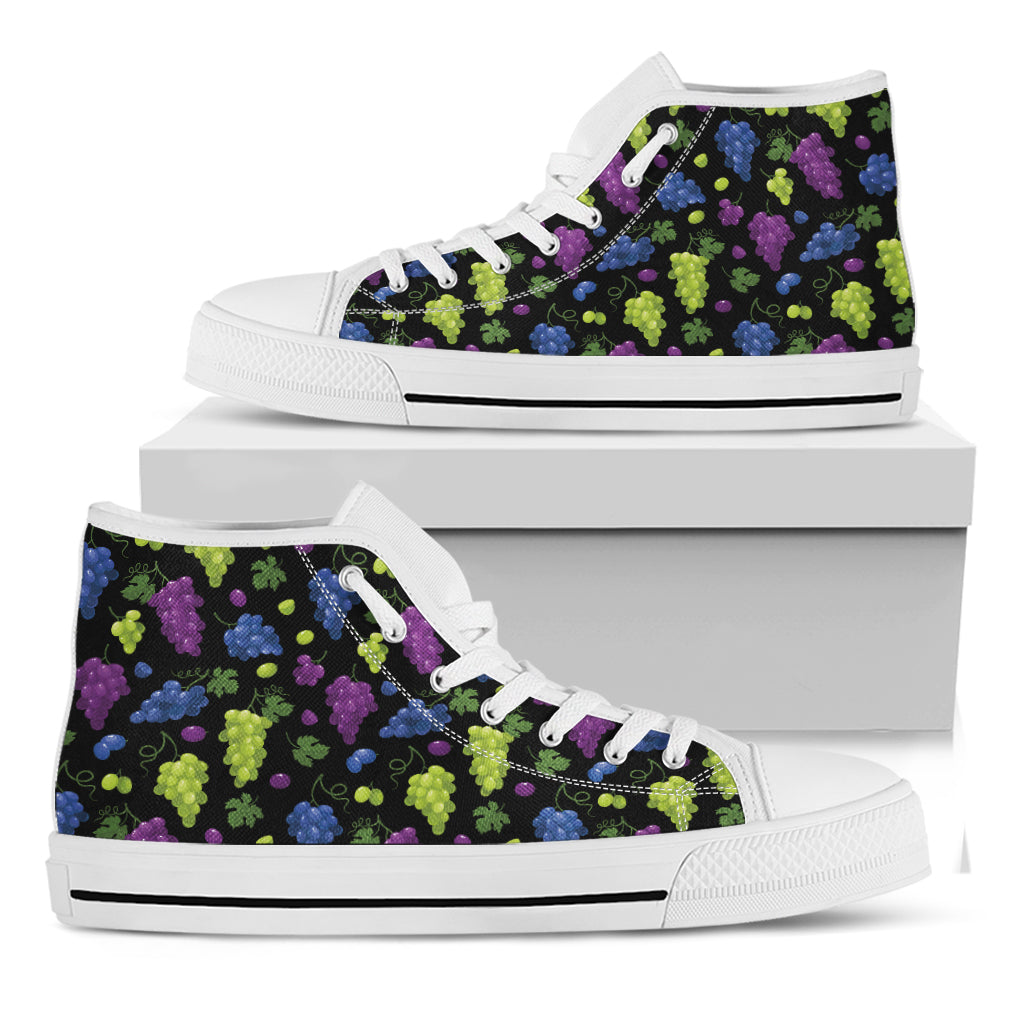 Colorful Grapes Pattern Print White High Top Shoes