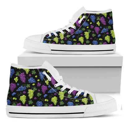 Colorful Grapes Pattern Print White High Top Shoes