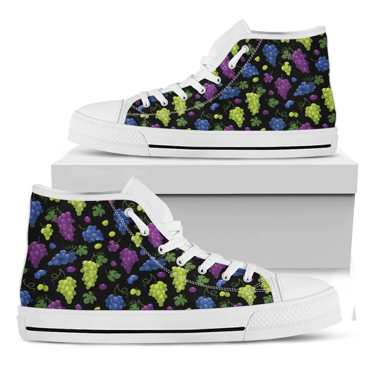Colorful Grapes Pattern Print White High Top Shoes
