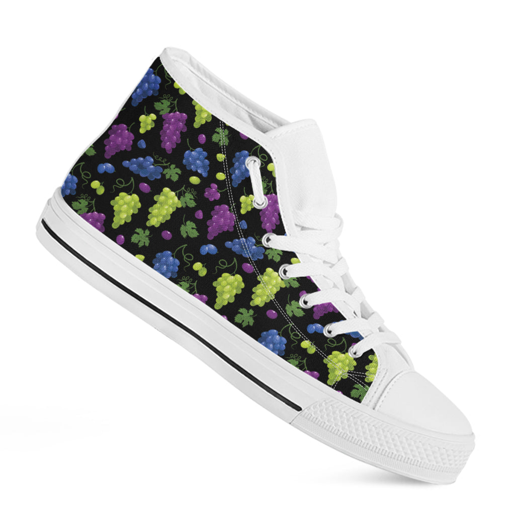 Colorful Grapes Pattern Print White High Top Shoes