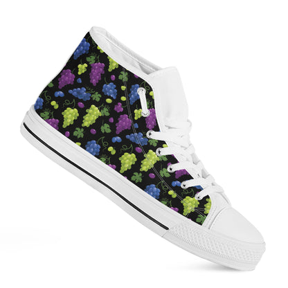 Colorful Grapes Pattern Print White High Top Shoes