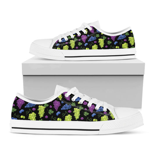 Colorful Grapes Pattern Print White Low Top Shoes