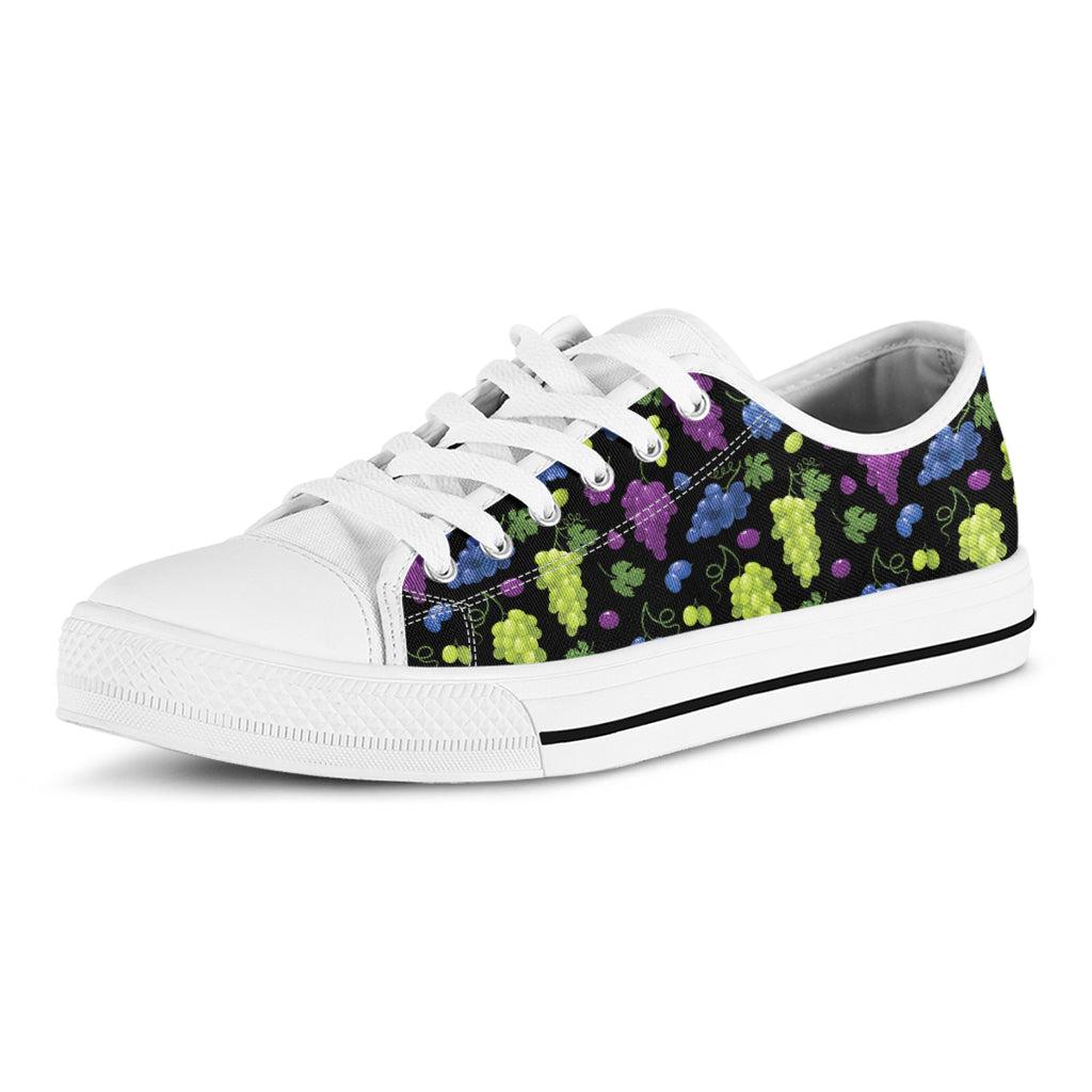 Colorful Grapes Pattern Print White Low Top Shoes
