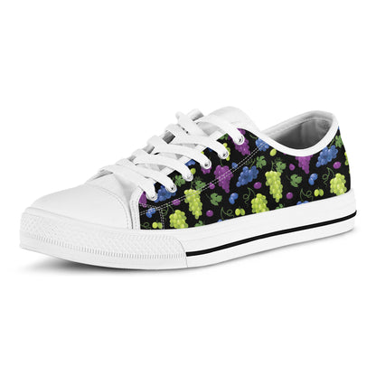 Colorful Grapes Pattern Print White Low Top Shoes