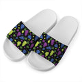 Colorful Grapes Pattern Print White Slide Sandals