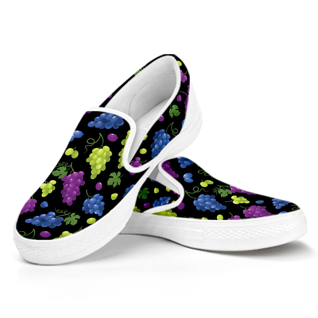 Colorful Grapes Pattern Print White Slip On Shoes