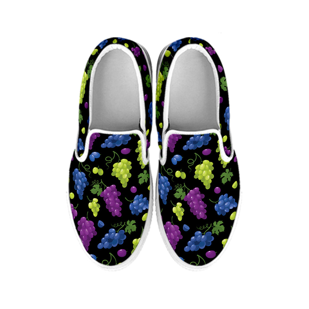 Colorful Grapes Pattern Print White Slip On Shoes