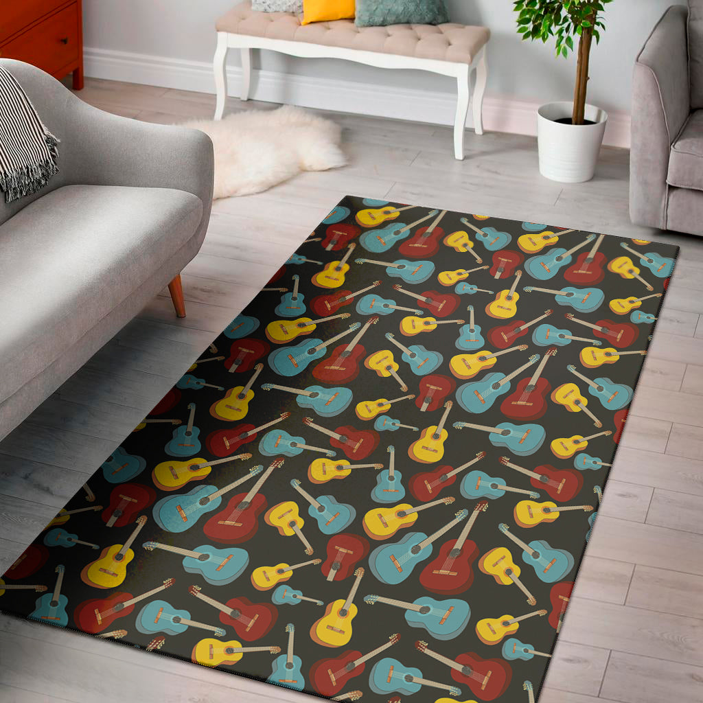 Colorful Guitar Pattern Print Area Rug
