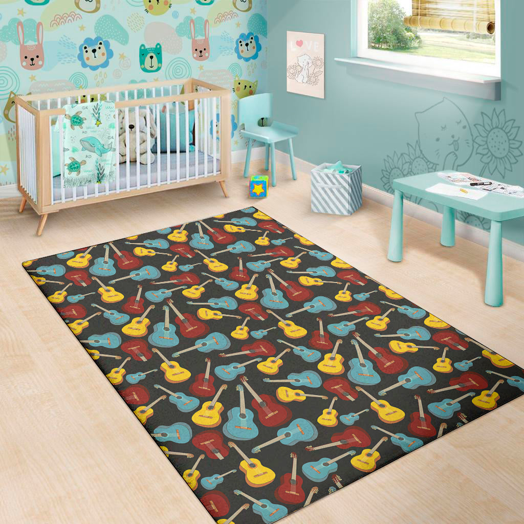 Colorful Guitar Pattern Print Area Rug