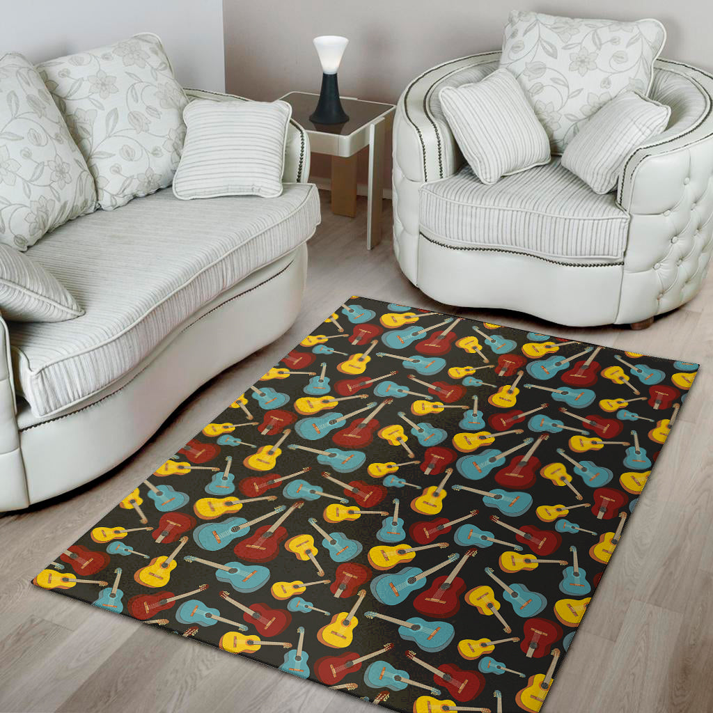 Colorful Guitar Pattern Print Area Rug