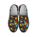 Colorful Guitar Pattern Print Black Slip On Shoes