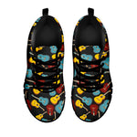 Colorful Guitar Pattern Print Black Sneakers