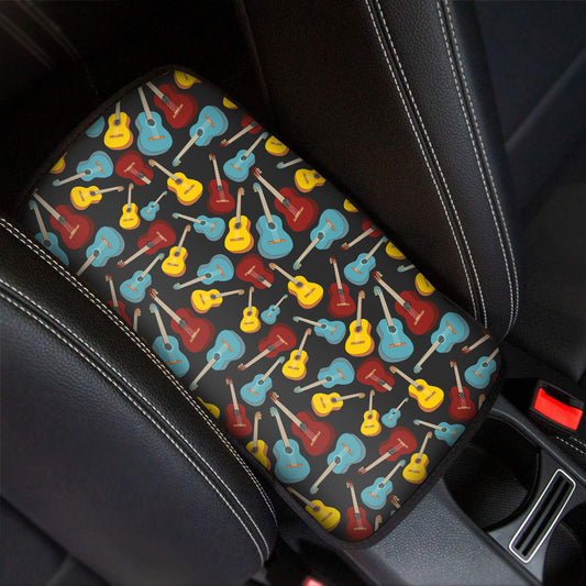 Colorful Guitar Pattern Print Car Center Console Cover