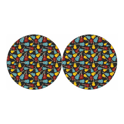 Colorful Guitar Pattern Print Car Coasters
