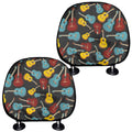 Colorful Guitar Pattern Print Car Headrest Covers